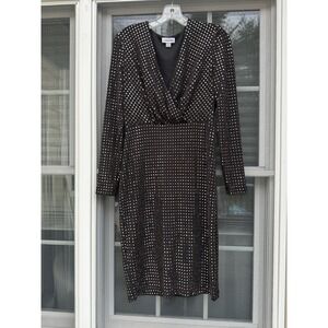 Calvin Klein metallic Glitter Knit V Neck Sheath Dress Size 6